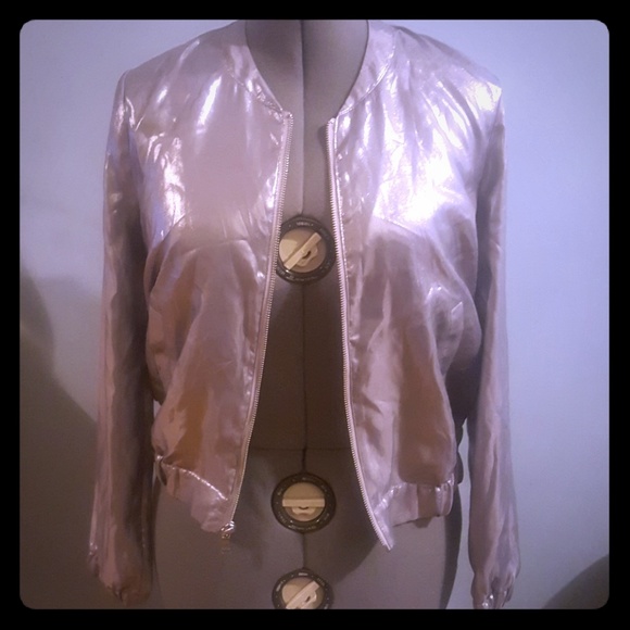 Express Silver Metallic Bomber Style Jacket NWT - Picture 1 of 2